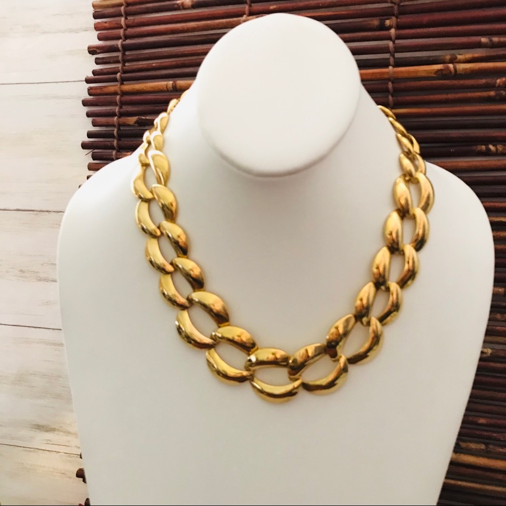 Napier Large Gold Tone Link Necklace